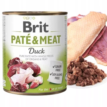 BRIT PATE & MEAT Karma mokra dla psa Kaczka 800g Bezzbożowa