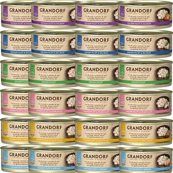 GRANDORF zdrowa karma mokra dla kota mix smaków Kurczak 24 x 70g Bezzbożowa