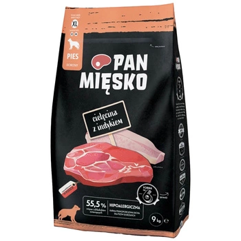 PAN MIĘSKO Karma sucha psa Cielęcina Indyk CHRUPKI XL 9 kg hipoalergiczna