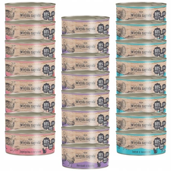 WIEJSKA ZAGRODA karma mokra dla kota mix smaków 24 x 85g  Bezzbożowa