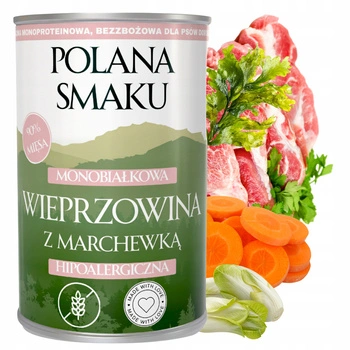 Mokra karma monobiałkowa dla psa Polana Smaku Wieprzowina marchew 400g