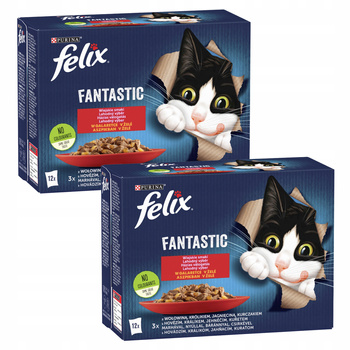 PURINA Felix Fantastic karma mokra dla kota mięsny mix smaków 24 x 85g