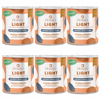 Perro LIGHT Monobiałkowa karma mokra dla psa Kaczka z warzywami 6 x 800g