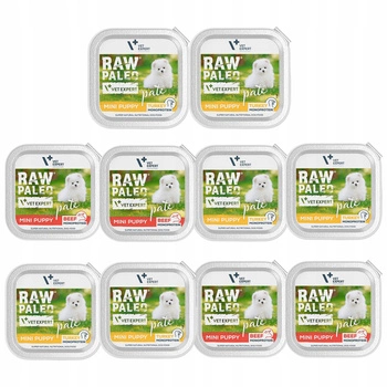 RAW PALEO PATE Mini Puppy Mix Smaków karma dla szczeniąt mokra 10 x 150g