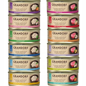 GRANDORF zdrowa karma mokra dla kota mix smaków 12 x 70g Bezzbożowa