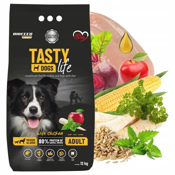 BIOFEED TASTY DOGS LIFE Medium Large Kurczak karma dla psa sucha 12 kg