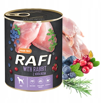 DOLINA NOTECI RAFI Karma mokra dla psa Królik 800g Bezzbożowa