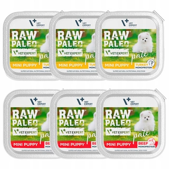 RAW PALEO PATE Mini Puppy Mix Smaków karma dla szczeniąt mokra 6 x 150g