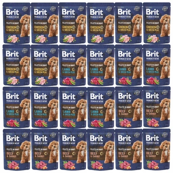 BRIT BY NATURE fileciki karma mokra dla psa mix smaków 24 x 85g bez zbóż