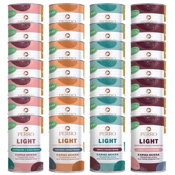 PERRO Light Monobiałkowa karma mokra dla psa mix smaków 28 x 400g
