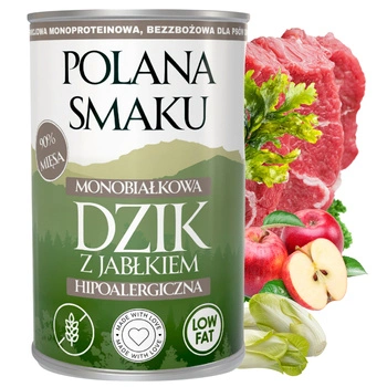 Mokra karma monobiałkowa dla psa Polana Smaku Dzik z jabłkiem 400g