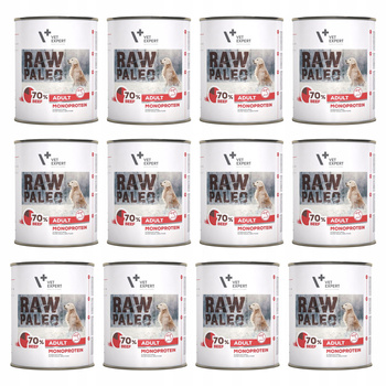 RAW PALEO Karma mokra dla psa MONO Wołowina 12 x 800g Bezzbożowa