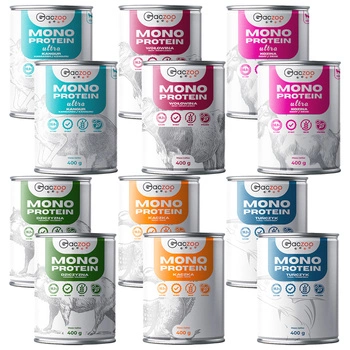 Gaczoo MONO PROTEIN monobiałkowa karma mokra dla psa mix smaków 12 x 400g