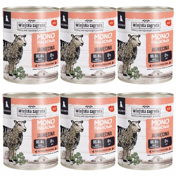 WIEJSKA ZAGRODA MONO Karma mokra dla szczeniąt Jagnięcina 6 x 800g bezzbożowa