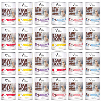 Raw Paleo Adult Karma mokra dla psa MONO mix smaków 24 x 400g Bezzbożowa