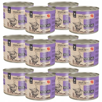 WIEJSKA ZAGRODA Karma mokra dla kota Kurczak Kaczka 12 x 200g Bezzbożowa