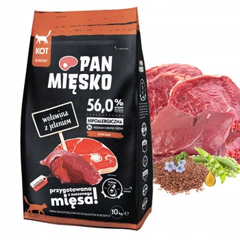 PAN MIĘSKO Karma sucha dla kota Wołowina Jeleń 10 kg