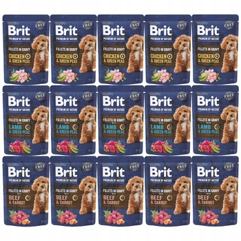 BRIT BY NATURE fileciki karma mokra dla psa mix smaków 15 x 85g bezzbożowa