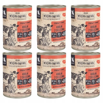 WIEJSKA ZAGRODA Bezzbożowa Karma mokra dla Kociąt Królik Cielęcina 6 x 400g