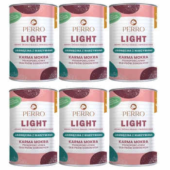 PERRO Light Monobiałkowa karma mokra dla psa Jagnięcina warzywa 6 x 400g