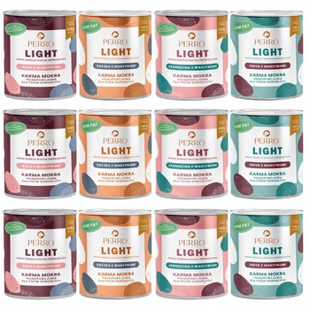 PERRO Light Monobiałkowa karma mokra dla psa mix smaków 12 x 800g