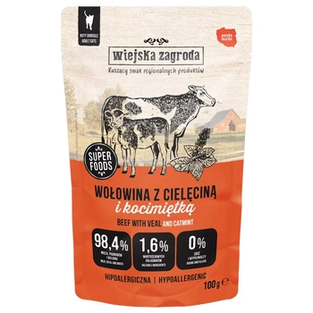 Wiejska Zagroda karma mokra dla kota Wołowina Cielęcina z kocimiętką 100g