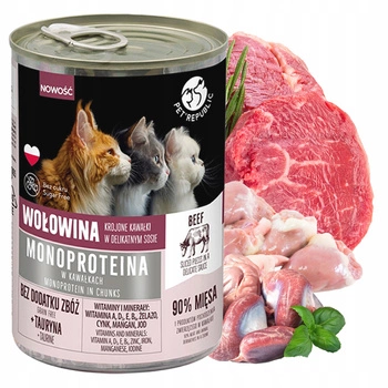 PET REPUBLIC Mono Wołowina karma dla kota mokra 400g monobiałkowa