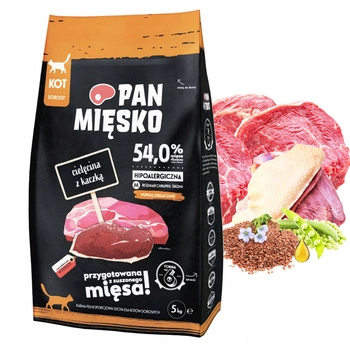 PAN MIĘSKO Karma sucha dla kota Cielęcina Kaczka 5 kg