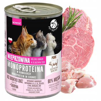 PET REPUBLIC Mono Wieprzowina karma dla kota mokra 400g monobiałkowa