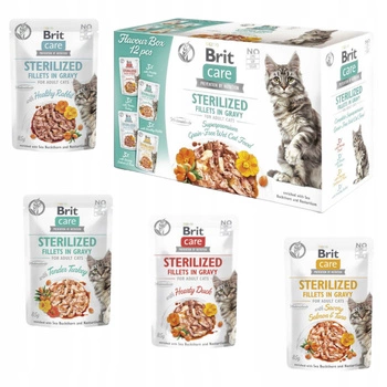Brit Care Sterilized 12 x 85g mix mokra karma dla kota sterylizowanego