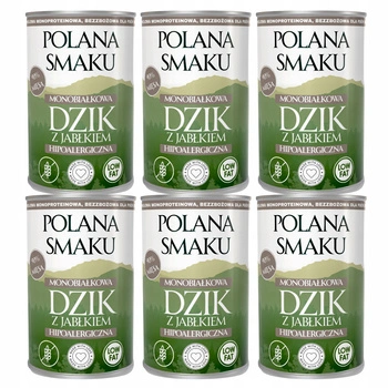 Mokra karma monobiałkowa dla psa Polana Smaku Dzik z jabłkiem 6 x 400g