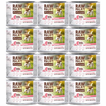 RAW PALEO PUPPY Duoprotein Wieprzowina Jagnięcina karma psa mokra 12 x 200g