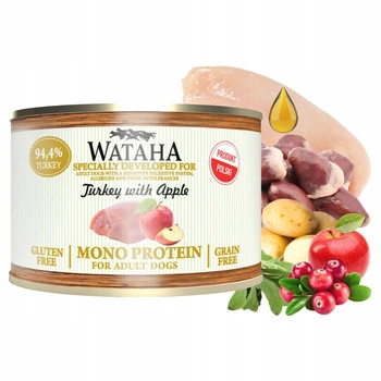 WATAHA Mono Protein Adult mokra karma dla psa Indyk z Jabłkiem 185g