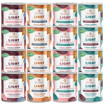 PERRO Light Monobiałkowa karma mokra dla psa mix smaków 16 x 800g