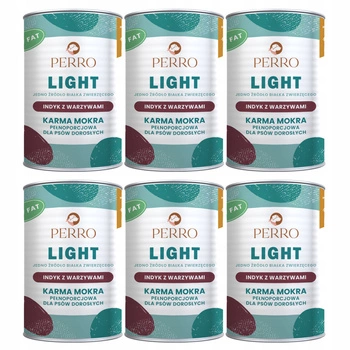 PERRO Light Monobiałkowa karma mokra dla psa Indyk z warzywami 6 x 400g