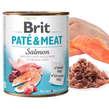 BRIT PATE & MEAT Karma mokra dla psa Łosoś 800g Bezzbożowa