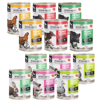 WIEJSKA ZAGRODA Monobiałkowa Mix Smaków karma mokra dla psa 12 x 800g