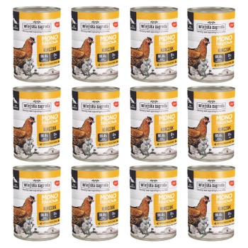 WIEJSKA ZAGRODA Karma mokra dla psa MONO Kurczak 12 x 400g Bezzbożowa