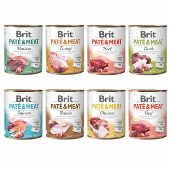 BRIT PATE & MEAT Karma mokra dla psa MIX Smaków 8 x 800g Bezzbożowa