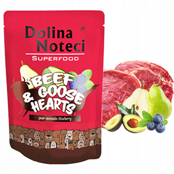 DOLINA NOTECI Superfood mokra karma dla psa Wołowina Serca Gęsi 300g bezzbożowa