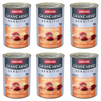 ANIMONDA GranCarno Sensitive karma mokra dla psa Kurczak Ryż 6 x 400g