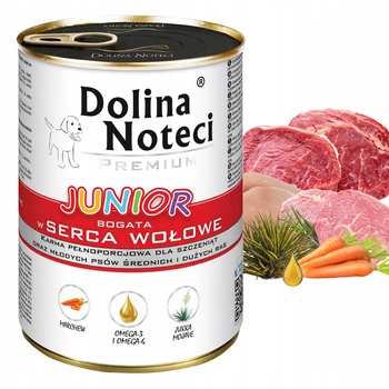 Dolina Noteci Premium Junior mokra karma dla szczeniąt 400g Serca Wołowe