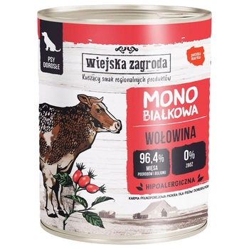 Wiejska Zagroda MONOPROTEIN Karma mokra dla psa Wołowina 800g