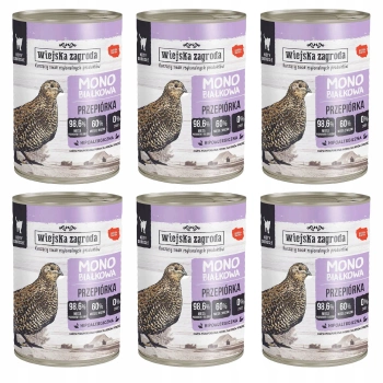 WIEJSKA ZAGRODA MONO Mokra karma dla kota Przepiórka 6 x 400g bezzbożowa