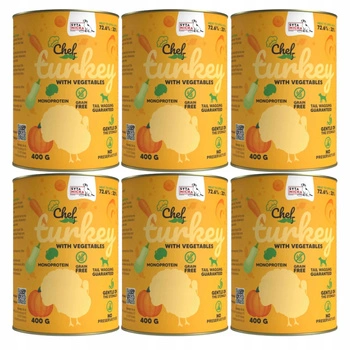Syta Micha Chef karma mokra dla psa Indyk z warzywami 6 x 400g