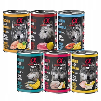 ALPHA SPIRIT Karma mokra dla psa mix smaków 6 x 400g