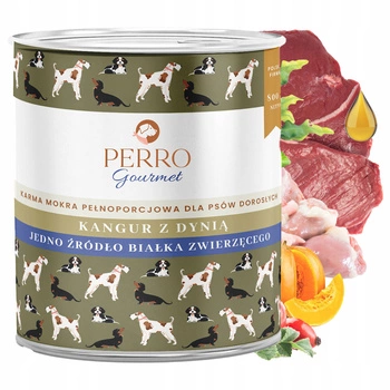 Perro Gourmet Monobiałkowa karma mokra dla psa Kangur z dynią 800g