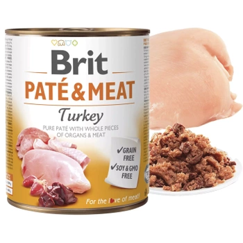 BRIT PATE & MEAT Karma mokra dla psa Indyk 800g Bezzbożowa