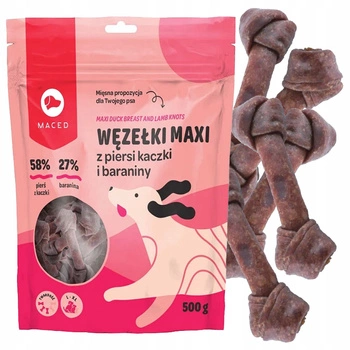 MACED WĘZEŁ MIĘKKI MAXI Kaczka Baranina Przysmak dla psa 12 cm 500g