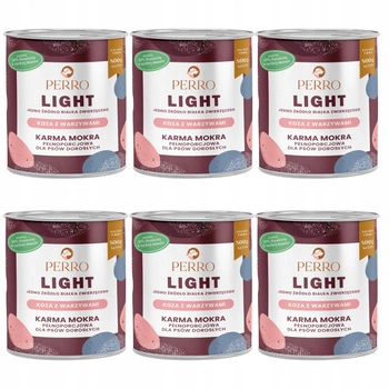 PERRO Light Monobiałkowa karma mokra dla psa Koza z warzywami 6 x 800g